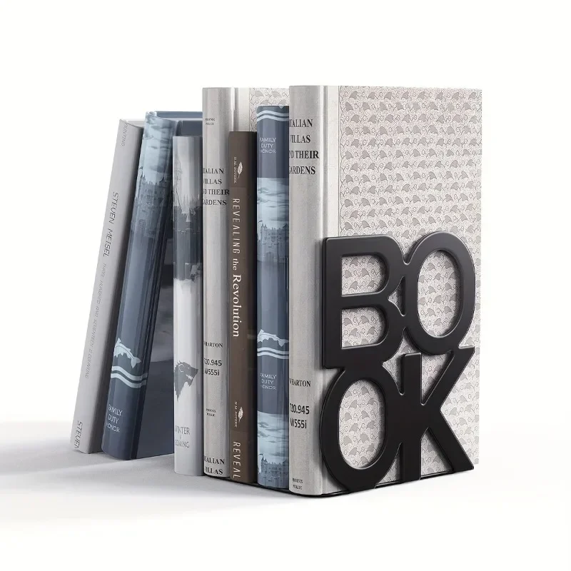 1pc Iron Bookends Book Stand Support  for Home Office and Library Non Slip Rack Shelf Holder School Stationery Accessories