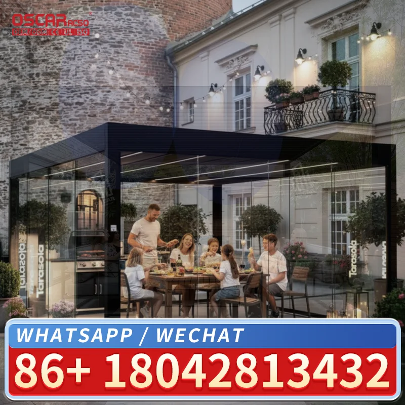 3x3m Grey Aluminium Louvered Roof Manual Control Outdoor Pergola Gazebo for Sun Protection and Barbeque pergola
