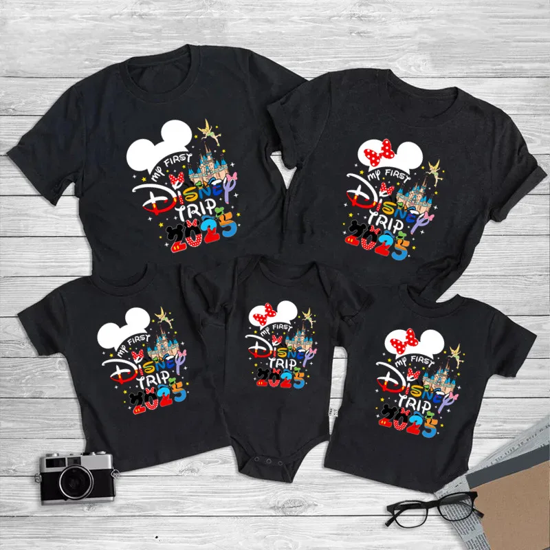 Mi primer viaje de Disney 2025, trajes a juego para la familia, camiseta de algodón con apariencia familiar para vacaciones