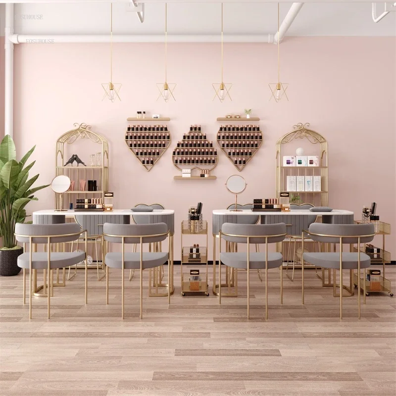 Nordic Modern Nail Table Nail Salon Furniture Single Double Wholesale Manufacturer OEM ODM Custom Logo Factory Direct Sales