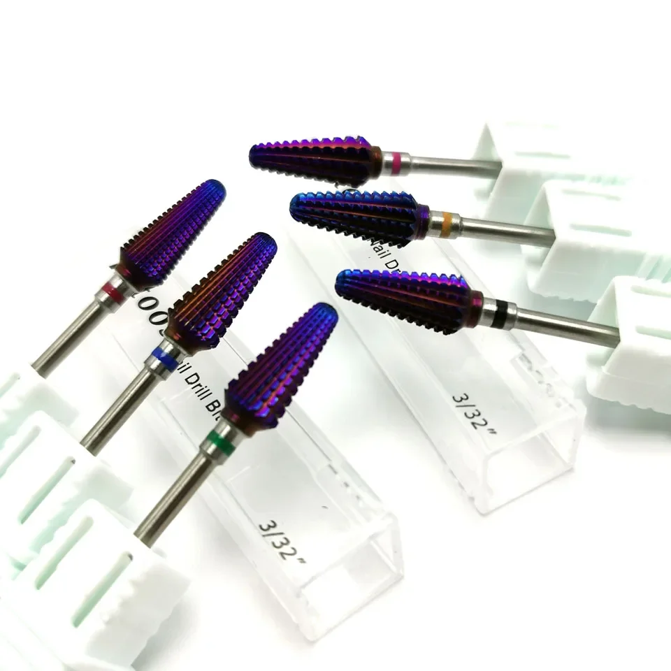 HYTOOS Punte da trapano per unghie in metallo duro viola 3/32 "Frese per punte in metallo duro Tornado per manicure Pedicure Unghie Accessori Strumenti