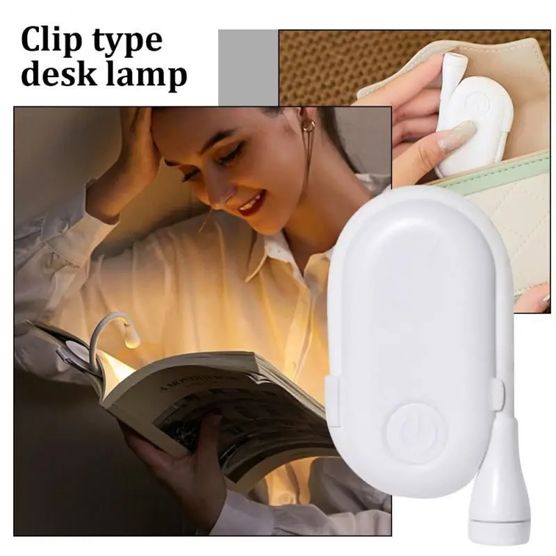 LED Eye Protection Book Night Light Adjustable Mini Clip-On Study Desk Lamp Battery Powered Flexible for Travel Bedroom Reading