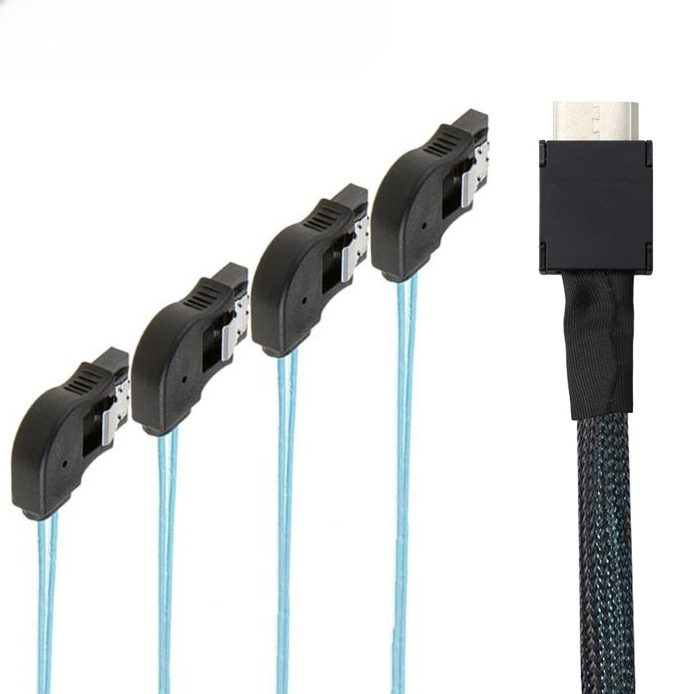 

Premium Quality OCuLink PCI-Express SAS SFF-8611 4i To 4 Ports SATA 7P Right-Angle Server Hard Drive Cable