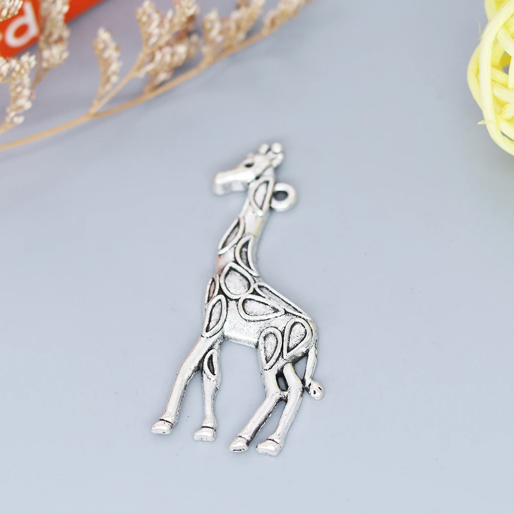 5PCS Giraffe Charms Antique Sliver Plated Antique Bronze Color Charm Pendant For Bracelet Jewelry Findings