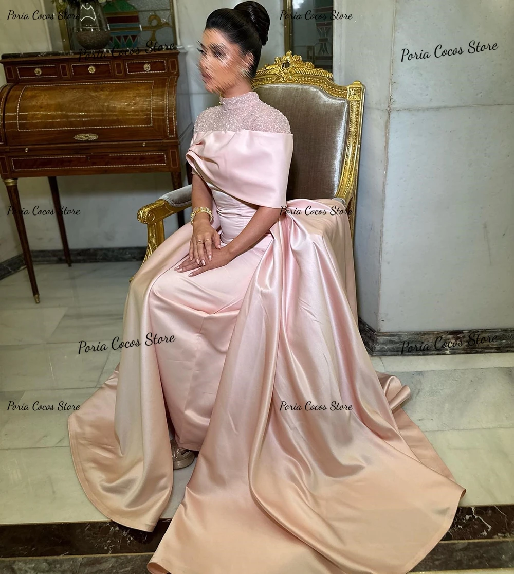 Customized Exquisite Sheath Prom Gown Satin Patchwork High Pleat Evening Party Dresses Maxi فساتين السهرة 2023 جديده Banquet