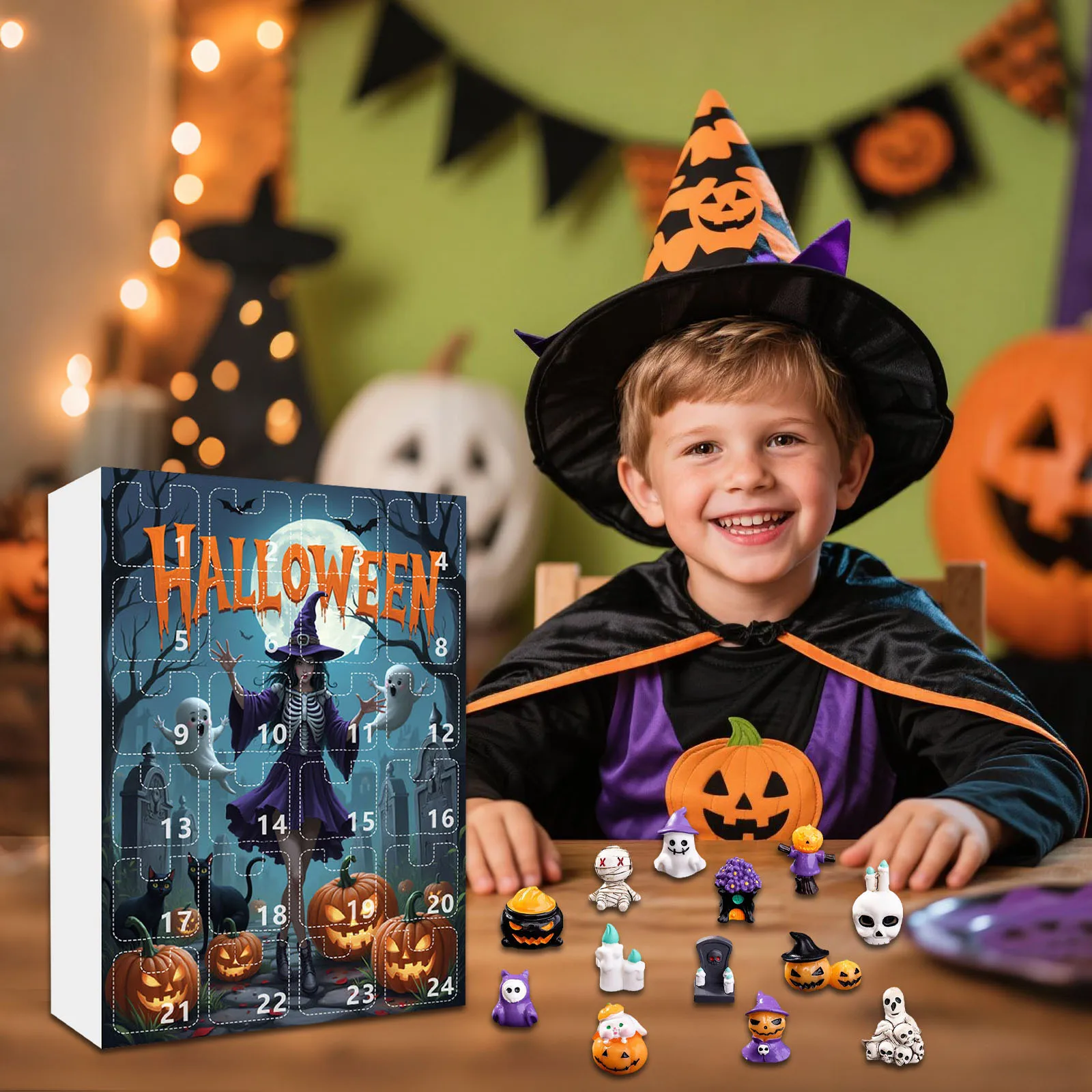 ممارسة النرد للأطفال التدريبات هالوين العد التنازلي التقويم اليقطين الراتنج الحلي جو أدوات غريبة للمطبخ #4