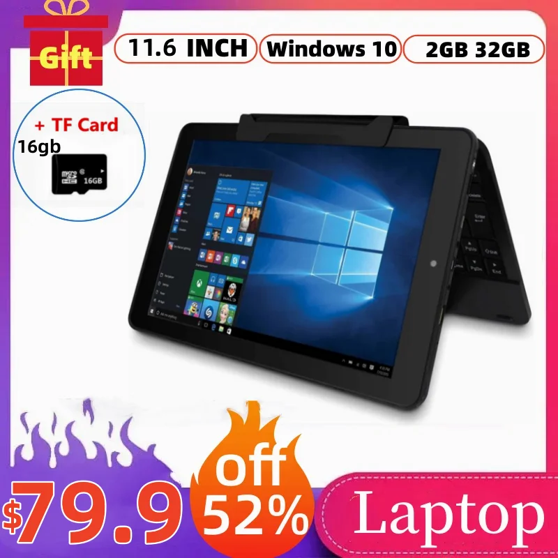 Tableta RCA9213 de 11,6 pulgadas, Windows 10, X5-Z3735F, 32 bits, Quad Core, 1366x768, IPS, cámara Dual, Compatible con HDMI, 2GB de RAM, 32GB de ROM, Notebook