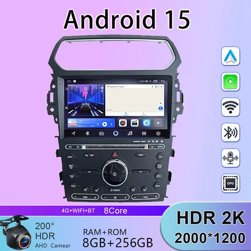 Para Ford Explorer 5 2011-2019 Android 15 Radio de coche navegación Carplay GPS reproductor Multimedia WiFi + 4G estéreo unidad principal automática QLED