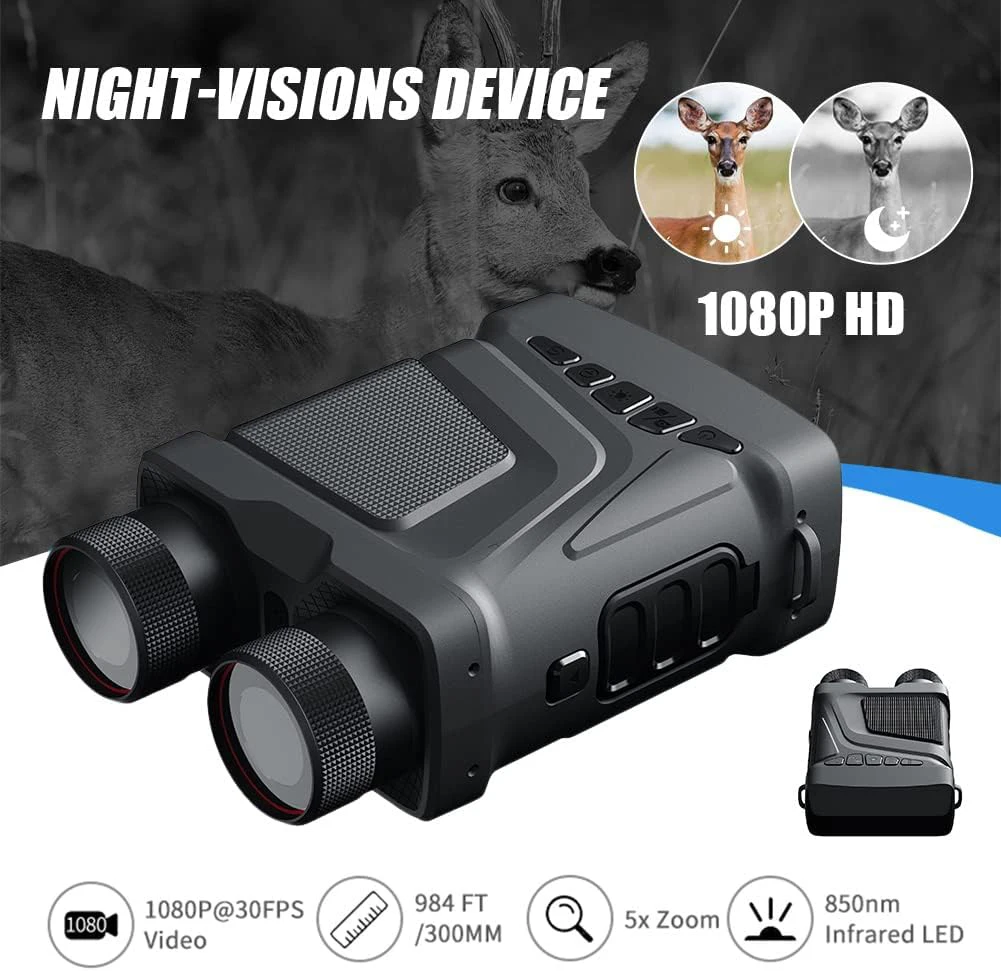 กล้องโทรทรรศน์ HD กล้องส่องทางไกลอุปกรณ์ Night Vision อินฟราเรด 5X ซูมแสงดิจิตอลการล่าสัตว์ความมืดเต็มรูปแบบสําหรับการสํารวจกลางแจ้งและกลางคืน