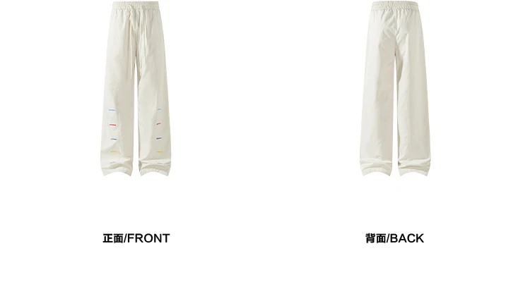 Bunte Herrenhose mit Ziernähten, weitem Bein, elastischem Bund, Kordelzug, lockerer, gerader Schnitt, lässige Streetwear-Sport-Hose – Detail 13