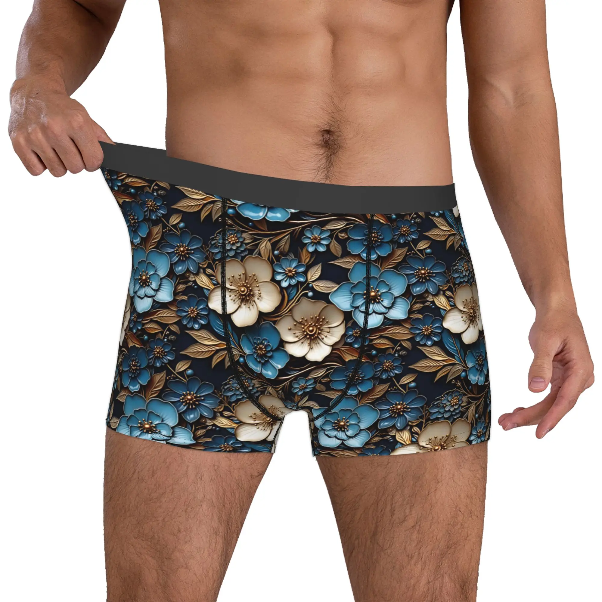 Fashion Fashion Trend 3D Flowers Boxers Shorts Panties Men's Underpants Breathable Luxury High 3D Floral Briefs Underwear