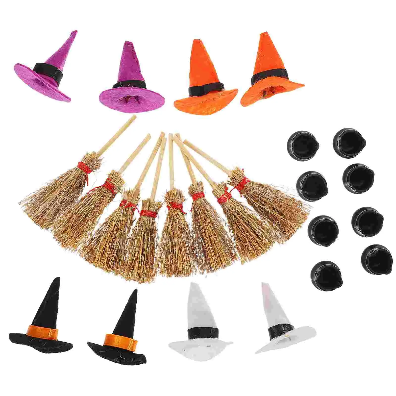 

Halloween Gnome Hat Witch Bucket Set Mini Dolls Hats For Crafts Decor And Broom Tiny Cauldron 8cm Mini Dolls Hats For Crafts