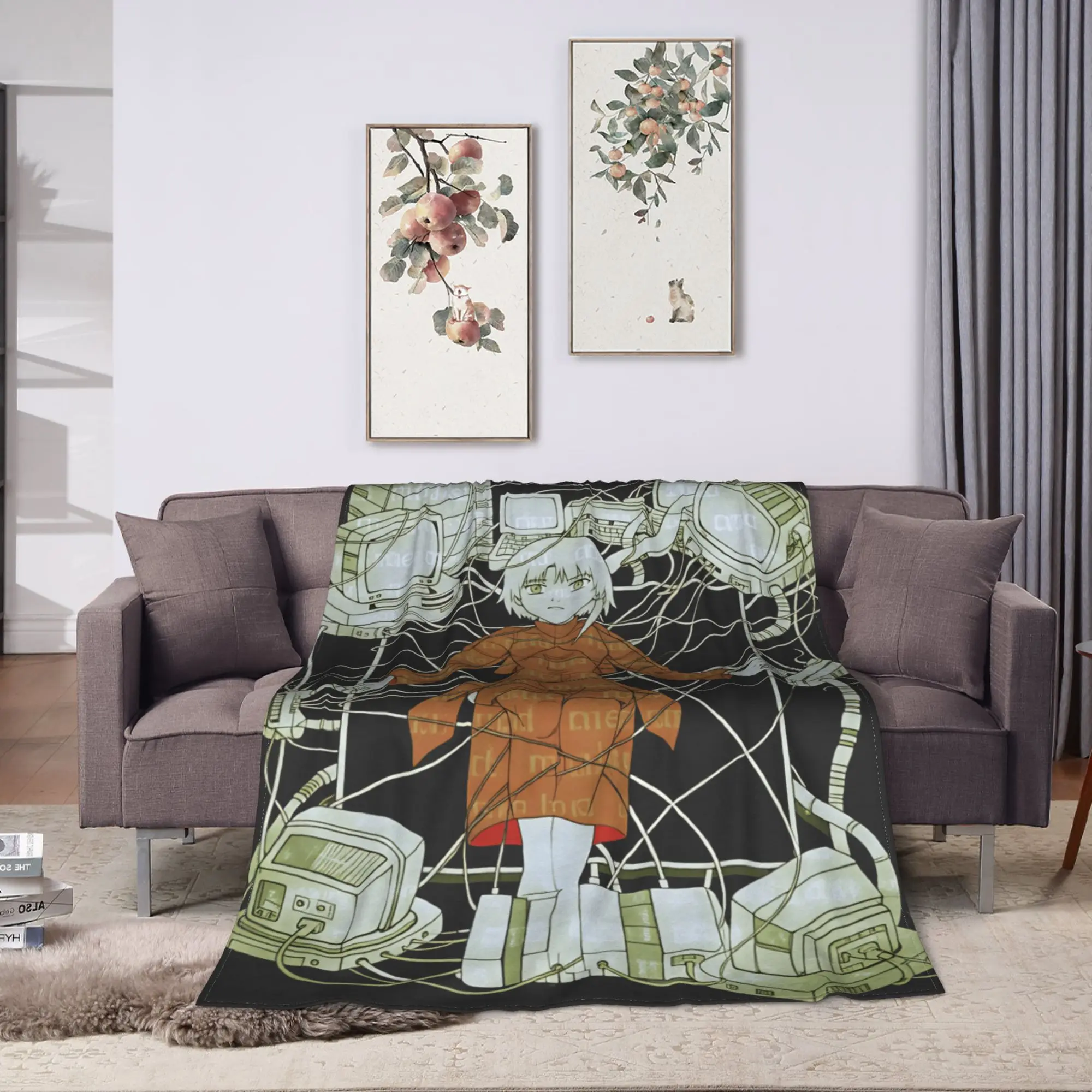 Anime Serial Experiments Lain Warm Soft Blankets  Child Plush Bedding Throws Street Trend Couch Chair Bedspread Sofa Bed Cover