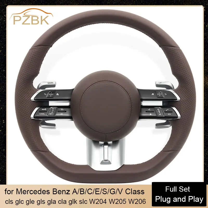 

Brown Car Steering Wheel for Mercedes Benz AMG W204 W205 W222 W464 G350 G63 G65 G500 GLE53 GLE63S cls glc gle gls A/B/C/E/S/G/V