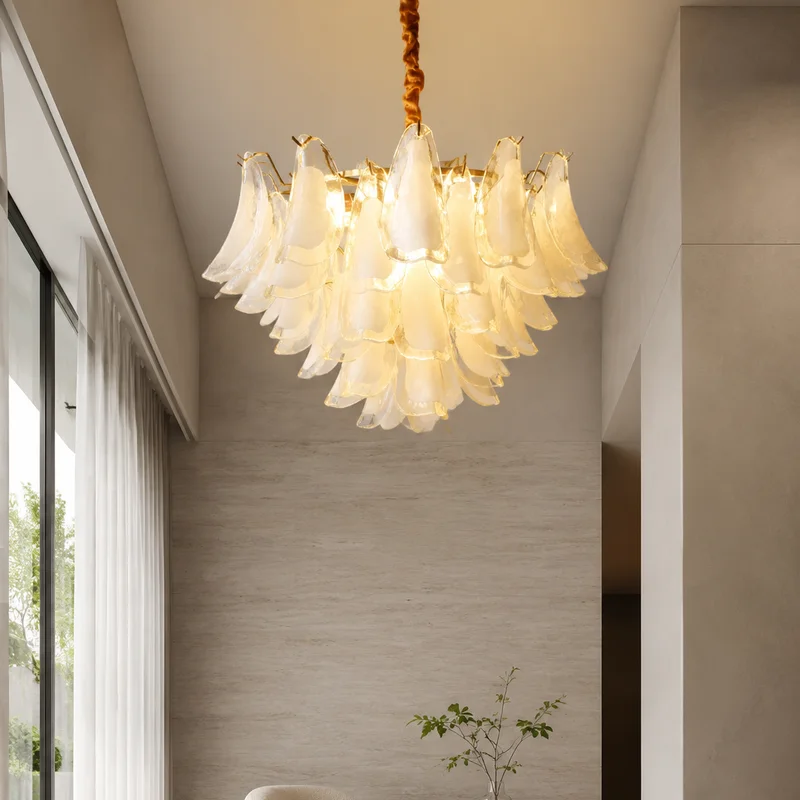 Modern Glass Flower Petal Tiered Sculptural Statement Centerpiece For Dining Room Living Room Bedroom