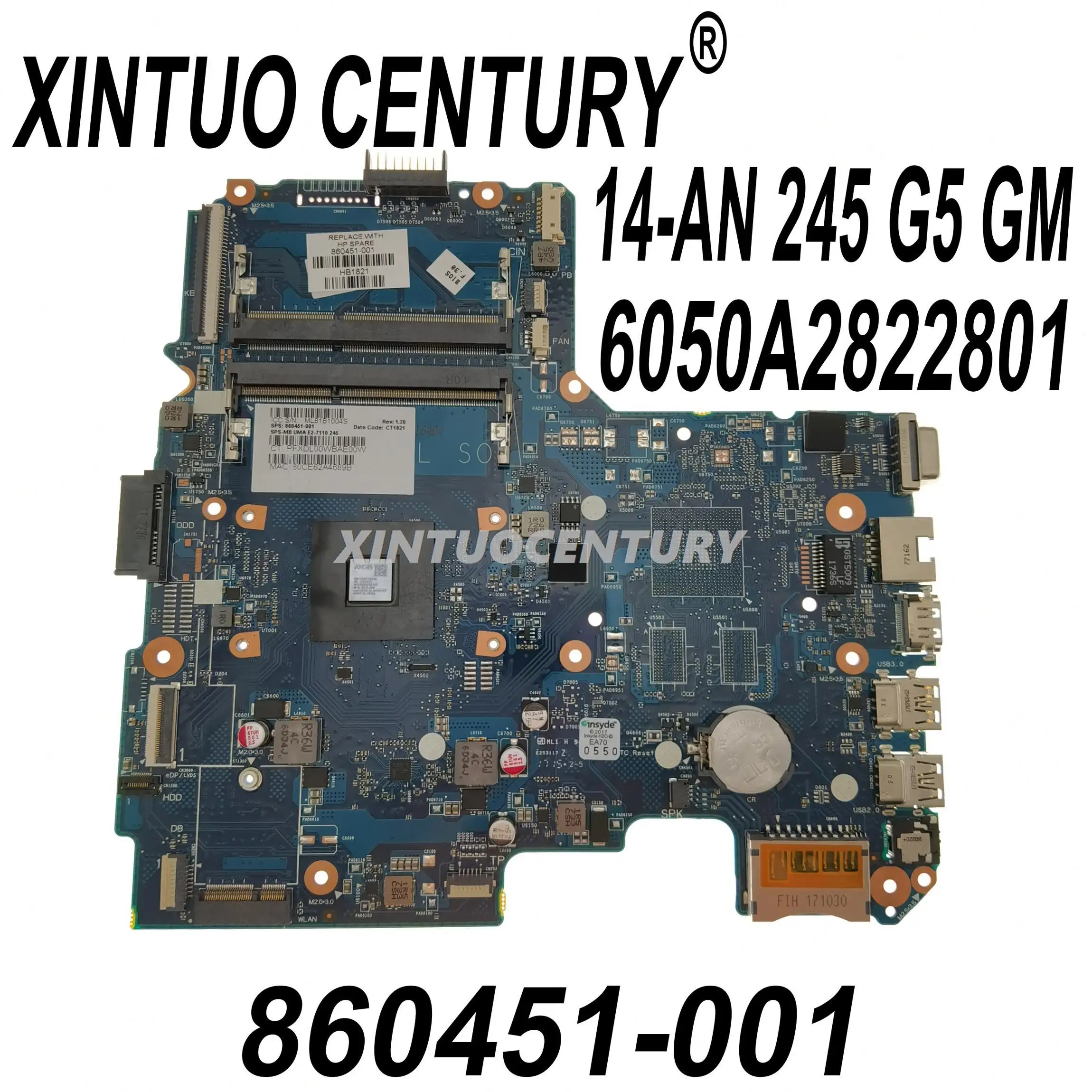 

860451-001 860451-601 814506-001 For HP Pavilion 245 G5 14-AN Laptop Motherboard 6050A2822801 EM7110 CPU DDR3 100% Fully Tested