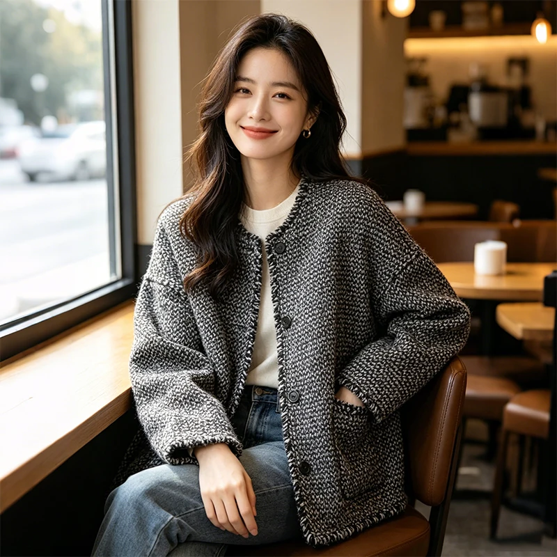 1m Tweed Wool Fabric Autumn Suit Coat Jacket Trousers Dress DIY Sewing Thick Textured Cloth Garment Handmade Materials view 5