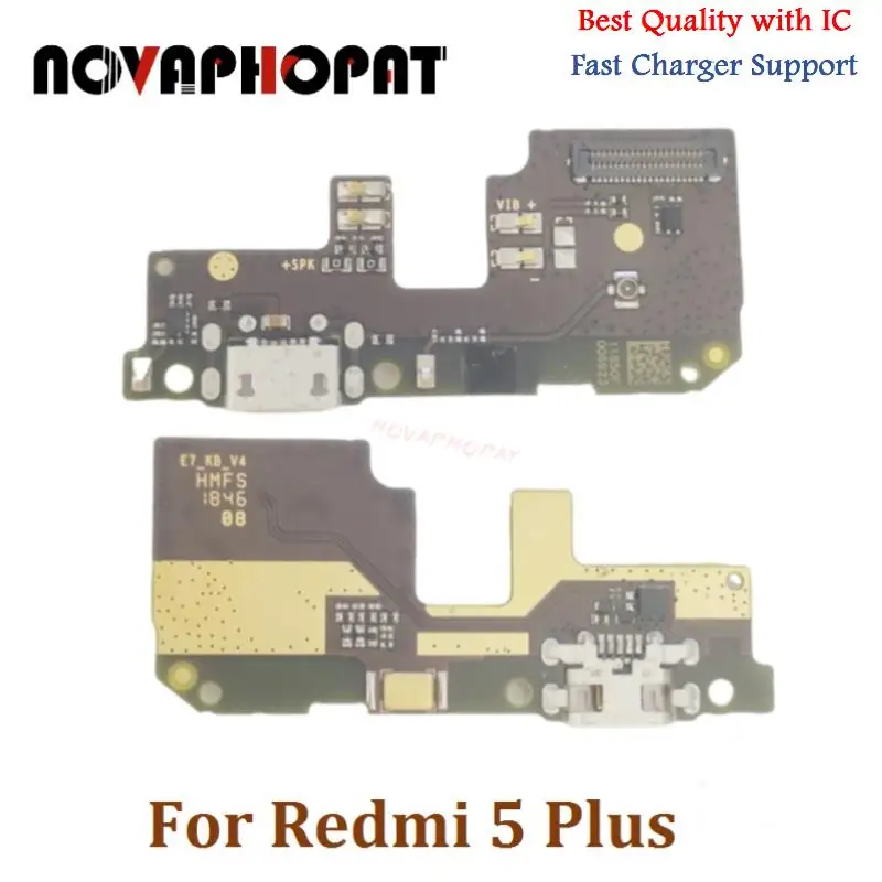 Novaphopat Best Charging Flex for Xiaomi Redmi 5 Plus Charger Connector Micro USB Dock Port Flex Cable Microphone Replacement