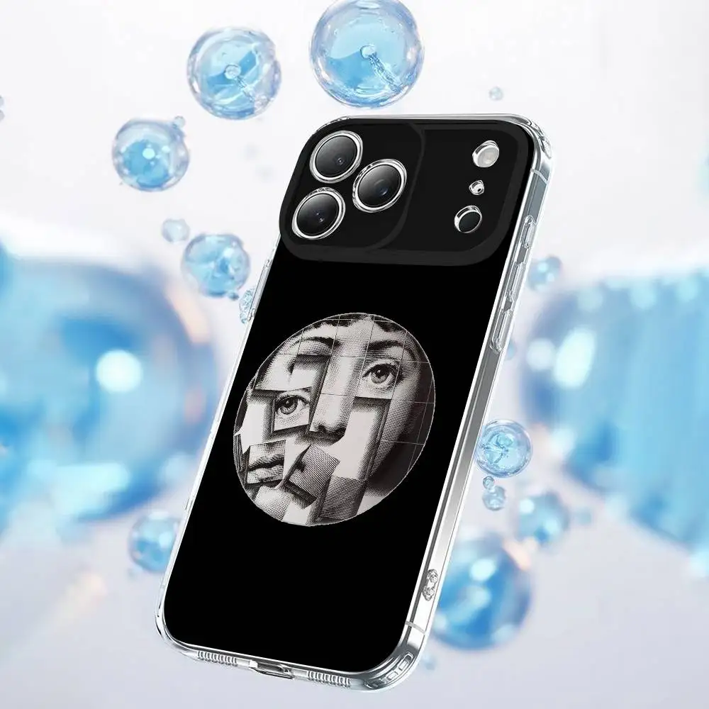 Чехол для телефона P-Piero Face Art F-FornasettiS для iPhone 17,16,15,14,13,12,11 Plus,Pro,Max,Plus,E,SE4,Air,Mini Transparent