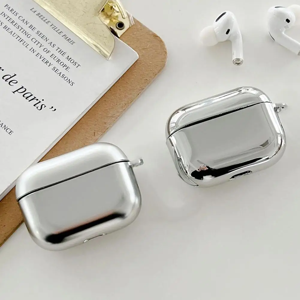 Silver Case for Airpods 4 Case Cover Glossy/Matte Soft TPU Shell Skin Guard Protector for AirPods 4th Generation Case Anti-Drop