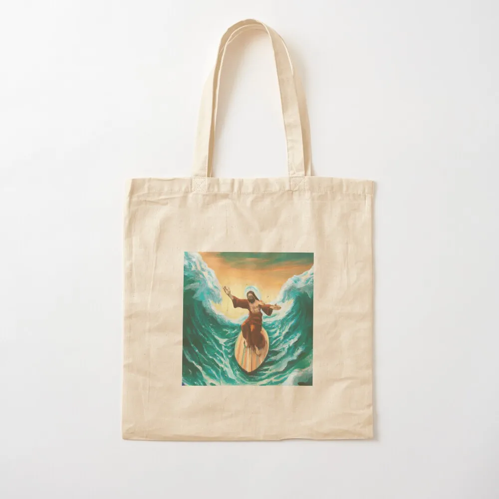 

Surfing Jesus funny Tote Bag