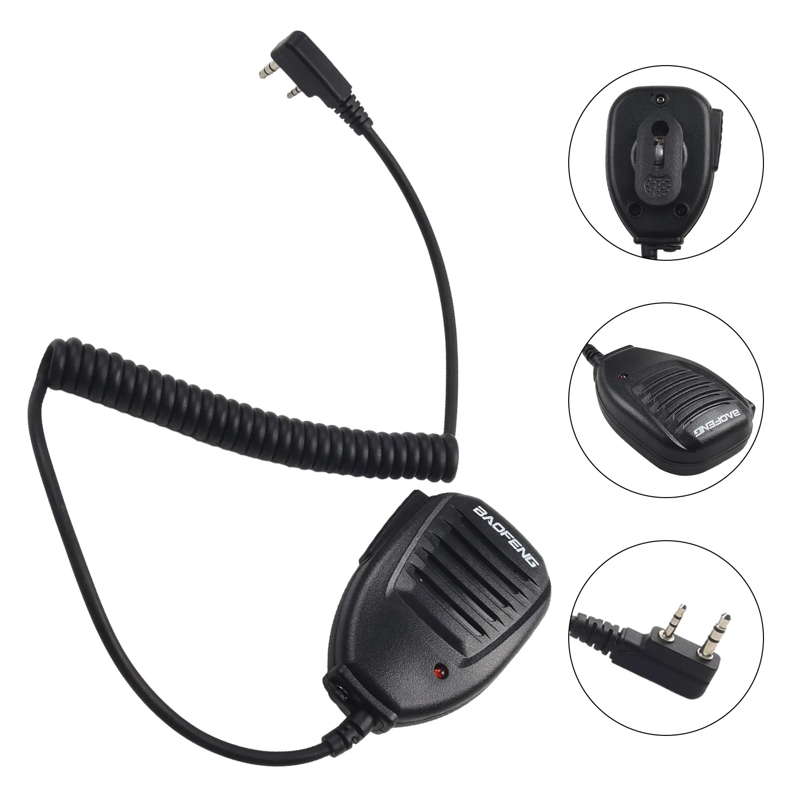 BF-888S Microfone preto para Baofeng, alto-falante durável, walkie-talkie, microfone portátil, alto-falante de rádio, UV-5R