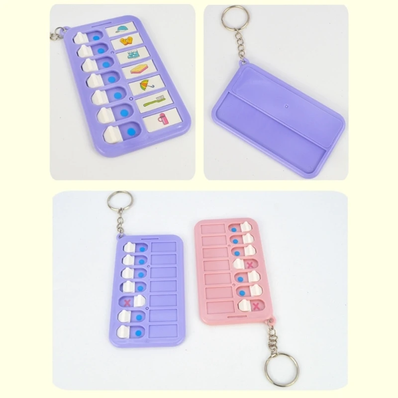 77JC 6Pcs Reminder Board Portable Visual Daily Schedule for Kids School Bag Pendant Daily Task Planning Pad with Stickers