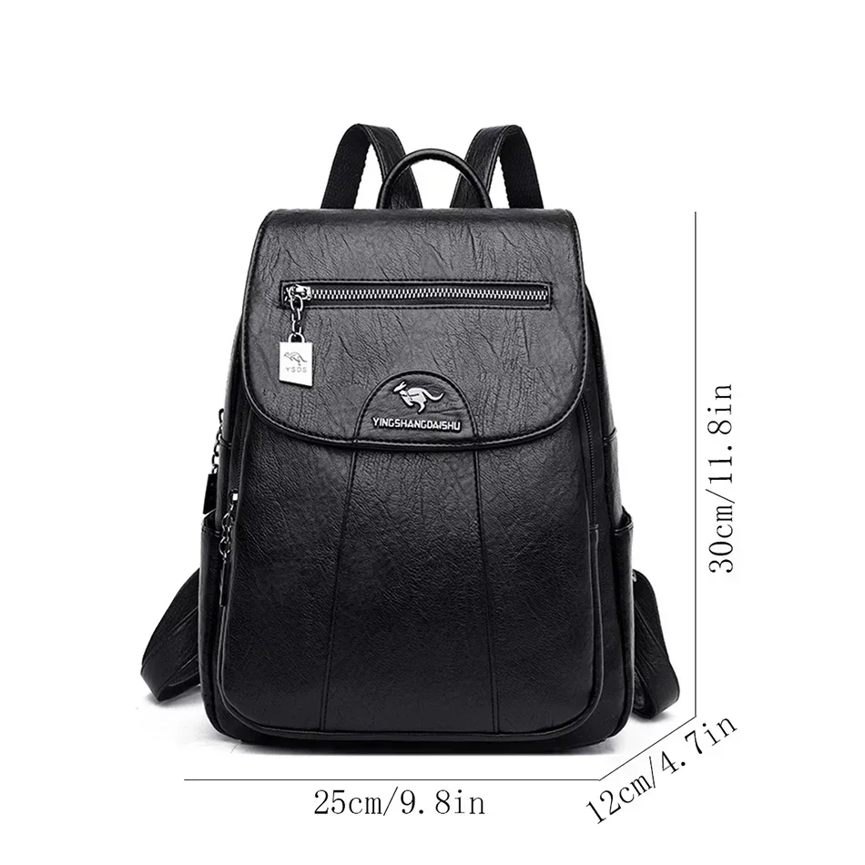 Luxury Women Leather Backpacks for Girls Sac A Dos Casual Daypack Black Vintage Backpack School Bags for Girls Mochila Rucksack