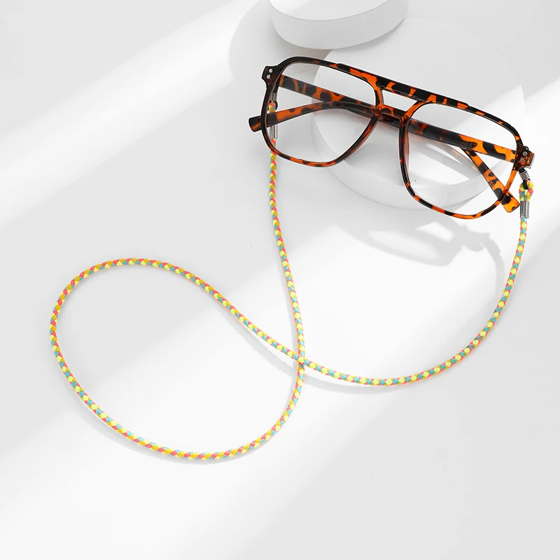 Rainbow Woven Sunglasses Hanging Chain Outdoor Anti-Fall Glasses Strap Decoration Accessory