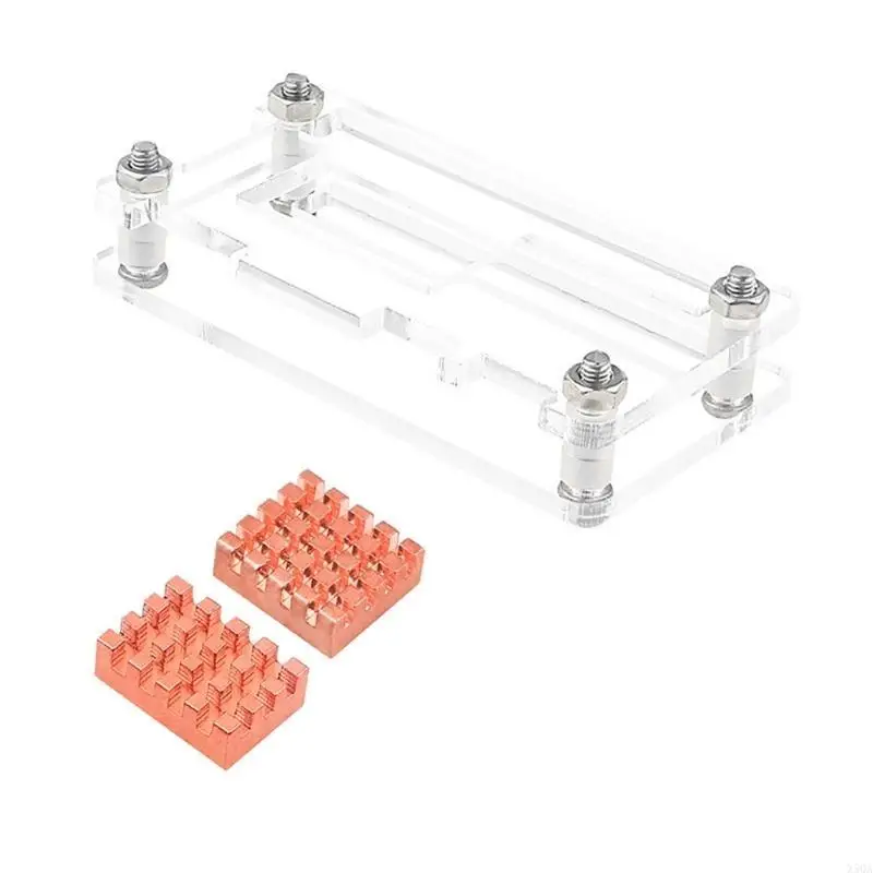 Transparent Acrylic Case for OrangePi Zero2W Protector Box Clear Heatsink Enclosure Copper Heat Sinks 
