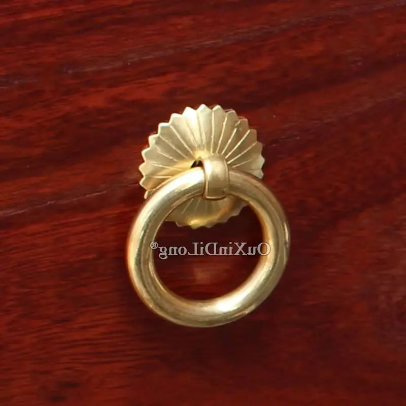 Retro Vintage 10PCS Antique Brass Furniture Handles Wooden Boxes Medicine Case Drawer Cabinet Pulls Rings Handles