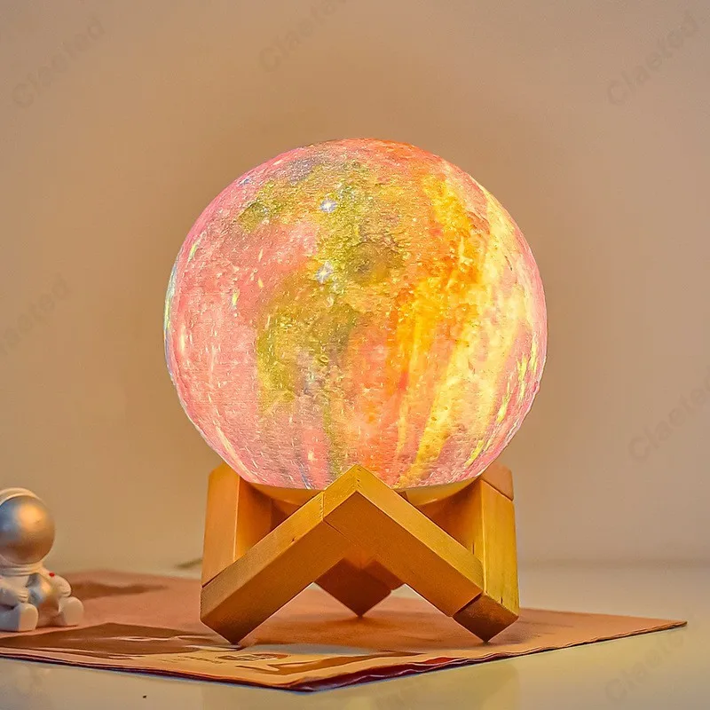 Creative และ Minimalist LED Glass Planet Night Light ห้องนอนบรรยากาศการนอนหลับโคมไฟข้างเตียงโคมไฟ