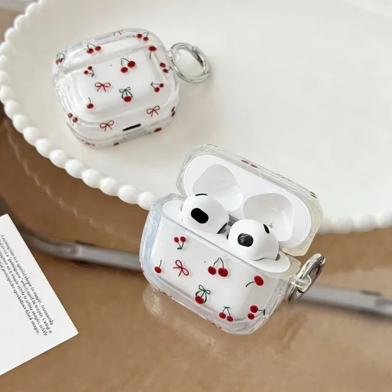 

High-Transparency Stereo Concave-Convex Cherry Wireless Earphone Protective Cover