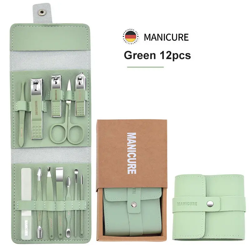 Stainless Steel Manicure Set Nail Kit Professional Set Anti-rust Scissors Nail Cutter Nail Kit 12pcs Manicure Complete Kit