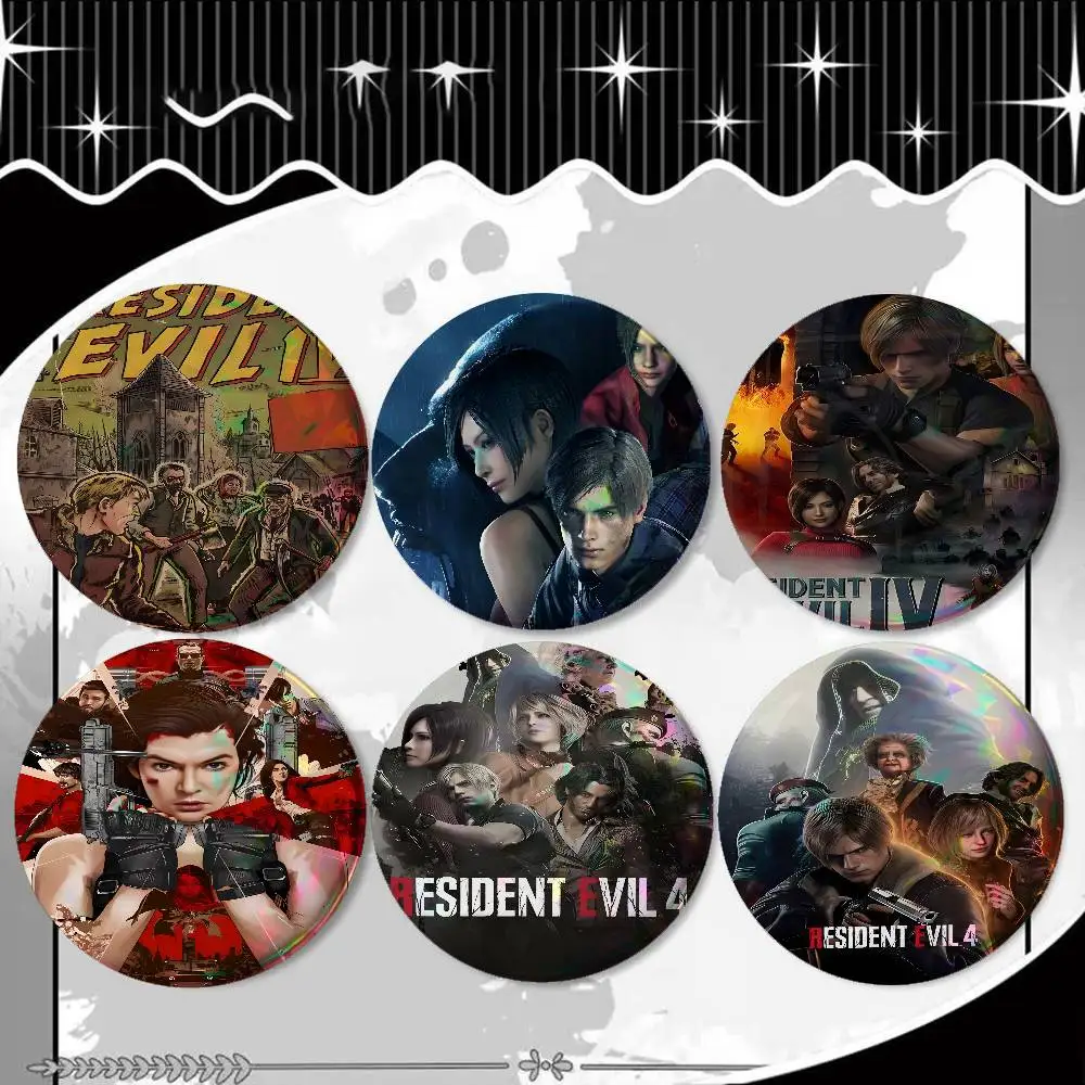 Game R-RESIDENT EVI For Badge Fashion Laser Holographic Effect Badge Custom Design Metal Lapel Pin Brooch For Backpack Decor