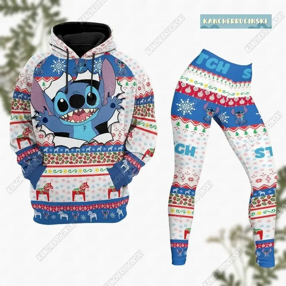 

2024 New Stitch 3D Hoodie Women's Hoodie Set Mickey Yoga Pants Sweatpants Women's Disney Yoga Hoodie Leggings Fashion Tracksuit