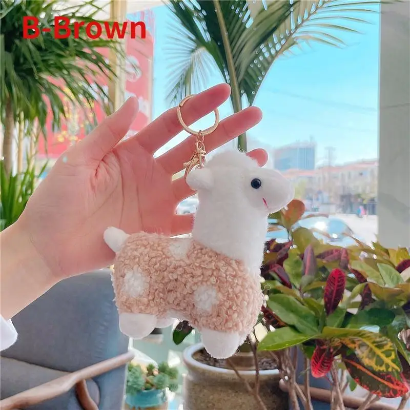 1pcs Soft Cotton Standing Alpaca Toys Stuffed Plush Doll Key Chain Animals Keychains Women Bags Cute Creative Gifts image 3