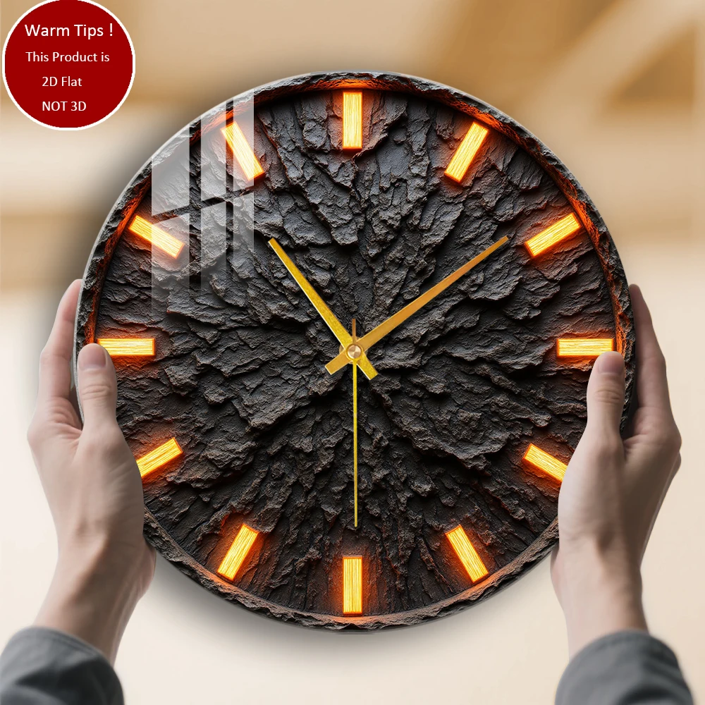 

Настенные часы из закаленного стекла, светящиеся маркеры для часов из лавового камня, подходящие для декора стен или настольного дисплея в любом месте