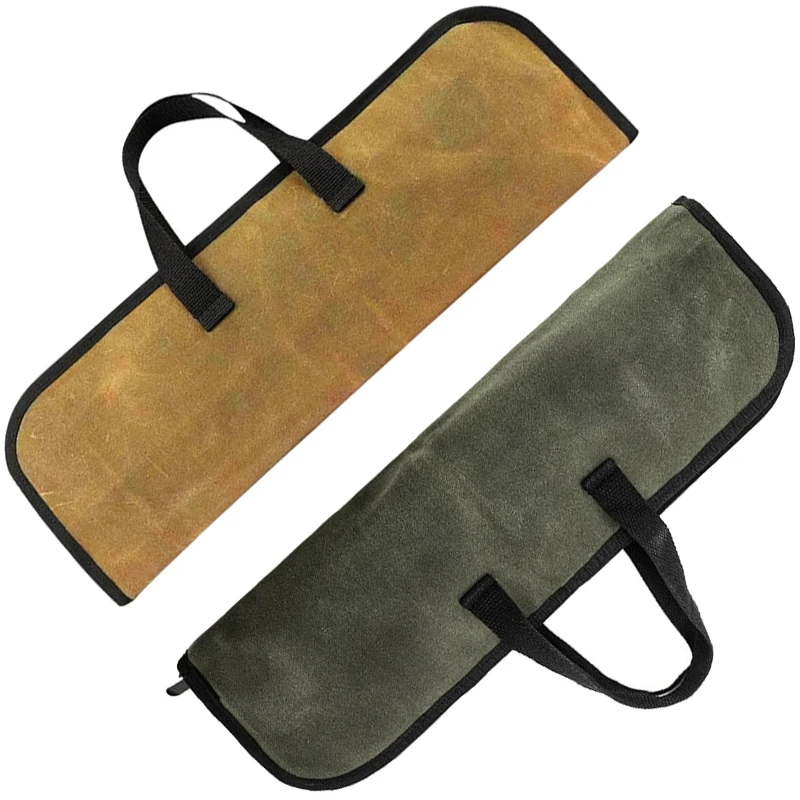 

Canvas Chef Knife Roll Bag 4 Slot Durable Professional Portable Picnic BBQ Kitchen Santoku Cleaver Slicing Meat Knife Carry Case