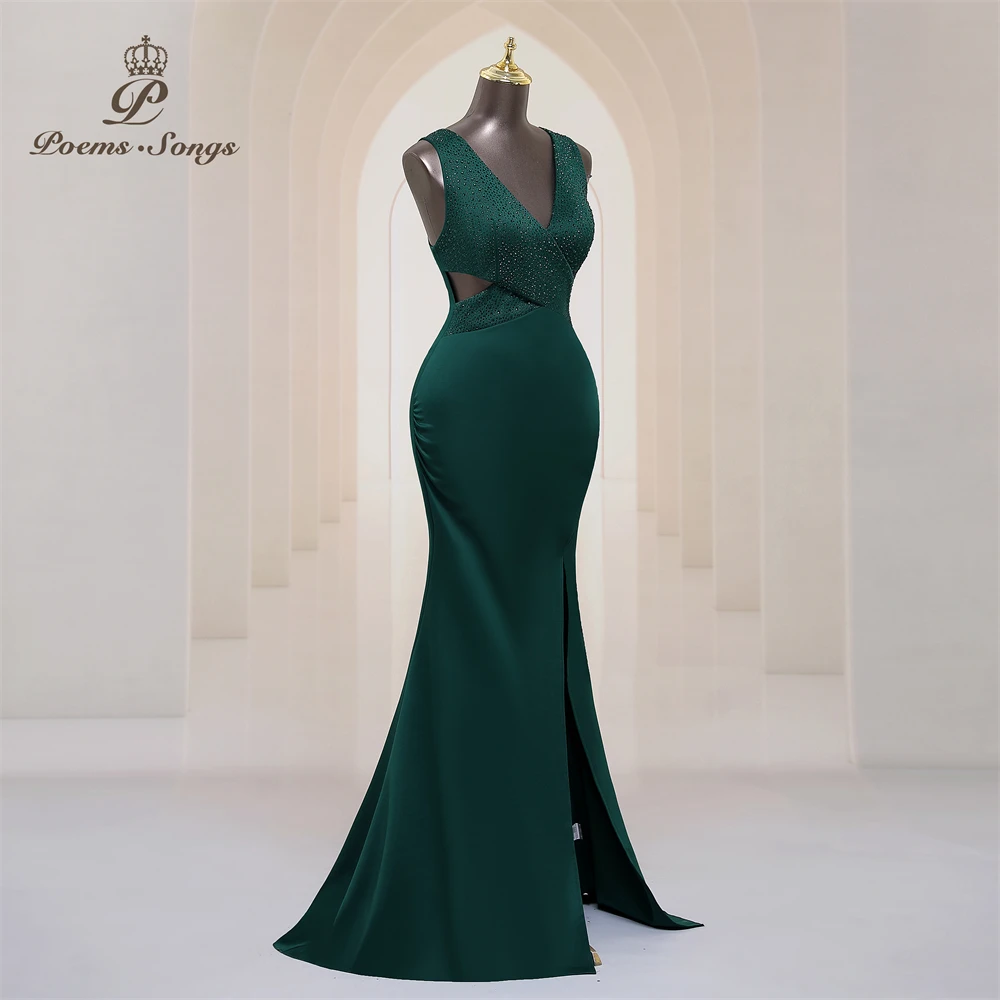 Elegant sequins waist mermaid Evening dresses robe de soiree de mariage vestidos de noche  prom dress party dresses Maxi dress