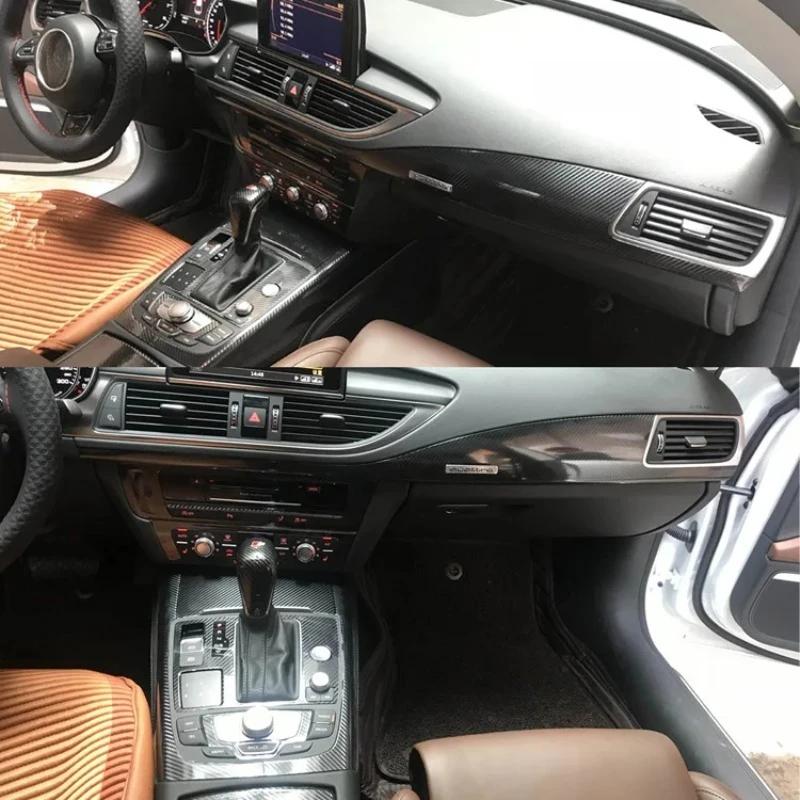 

Комплект наклеек для панели приборов и консоли автомобиля 5D, стиль карбон, для Audi A7 2011-2018, леворульный