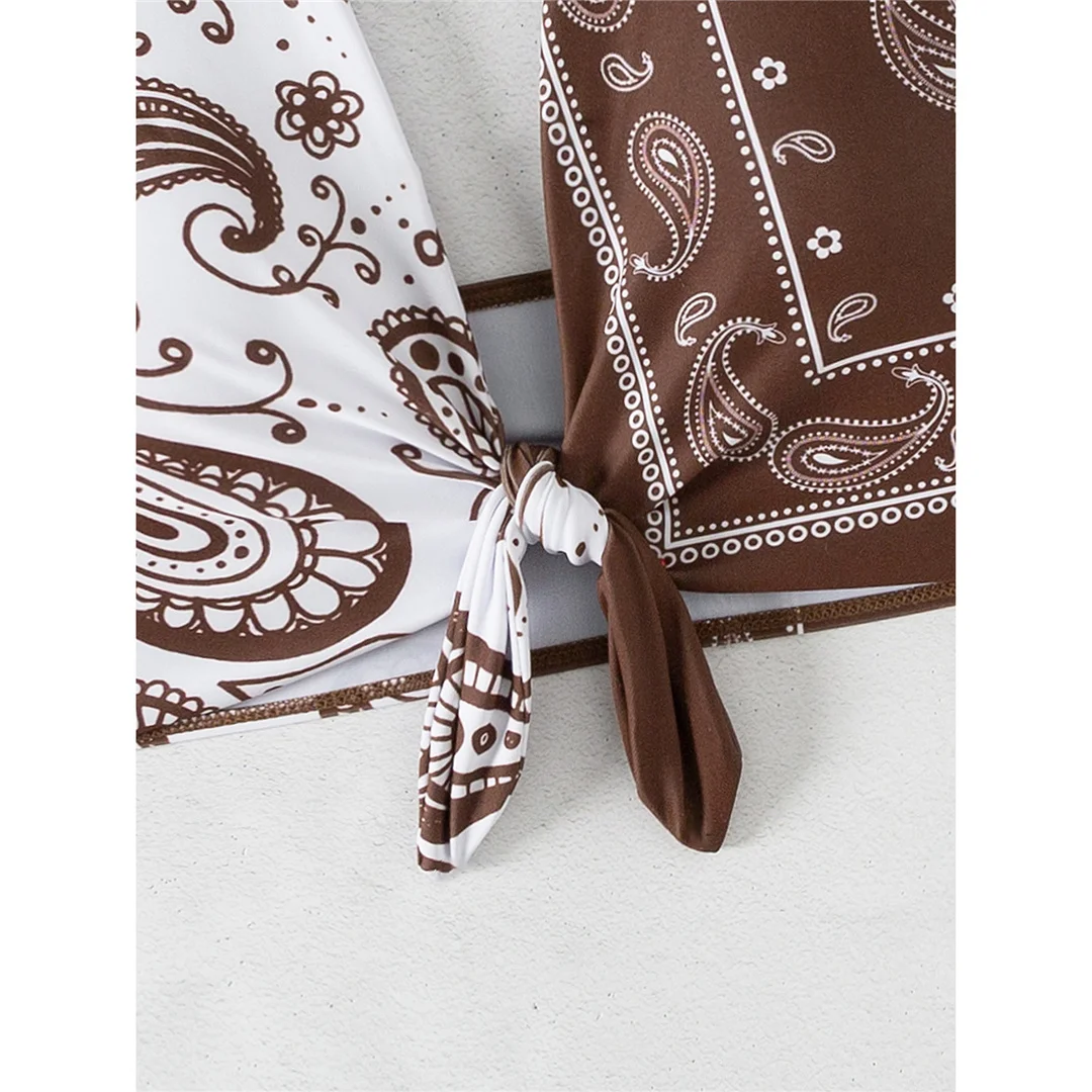 XS - L Sexy bedrucktes, gespleißtes Neckholder-Bikini-Oberteil mit Knoten, Damen-Badeanzug, Badebekleidung, Badeanzug, Strand-Oberteil V5817 – Detail 13