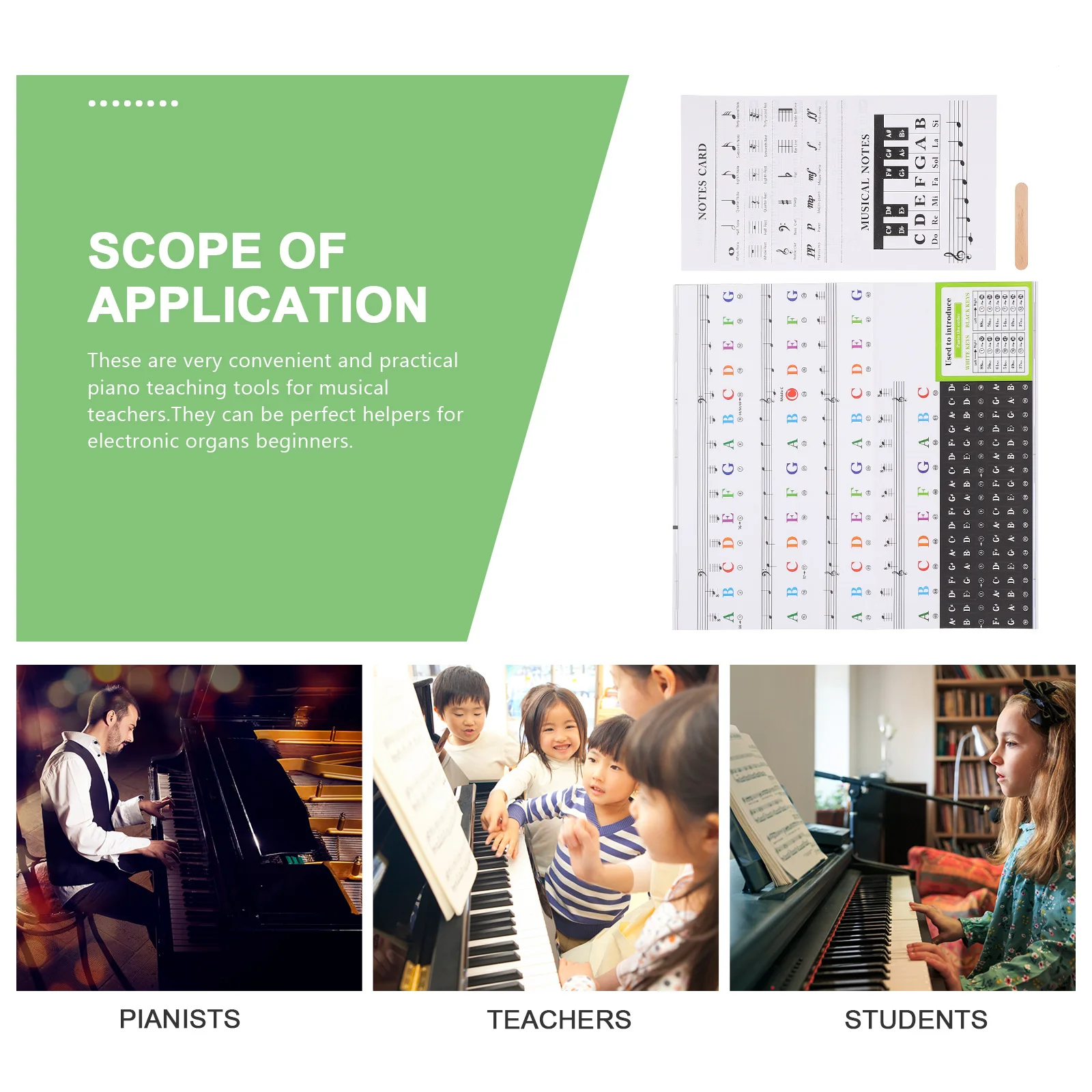 

1set 1Set Piano Stickers For Beginners Introductory Keyboard Decal Practical Music Instrument Supplies Kids Learning Tool Piano