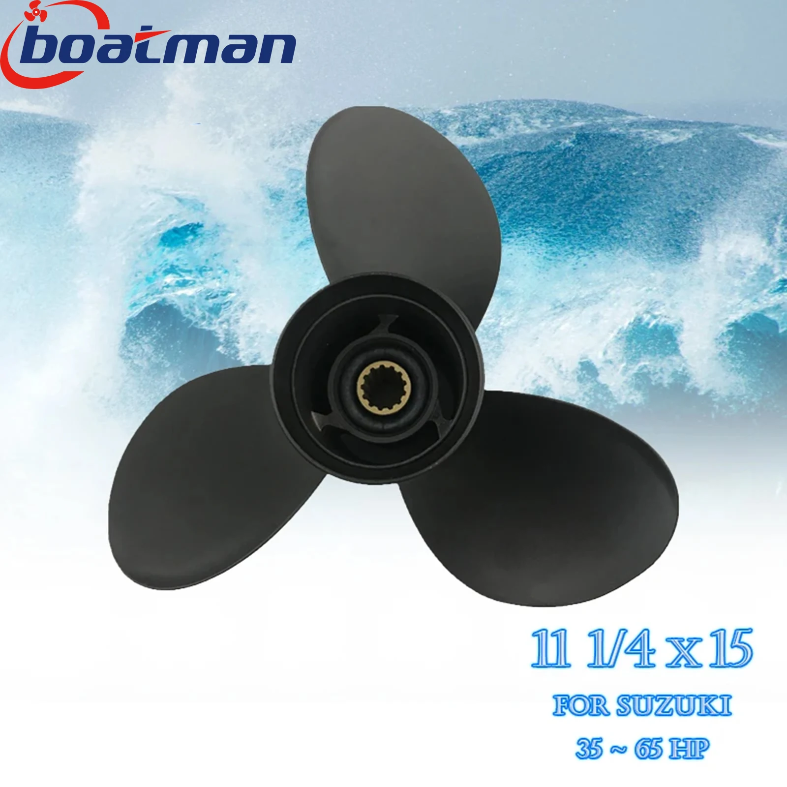 Boat Propeller 11 1/4x15 For Suzuki Outboard Motor 35HP 40HP 50HP 60HP 65HP Aluminum 13 Tooth Spline Engine Part 58100-88L61-019