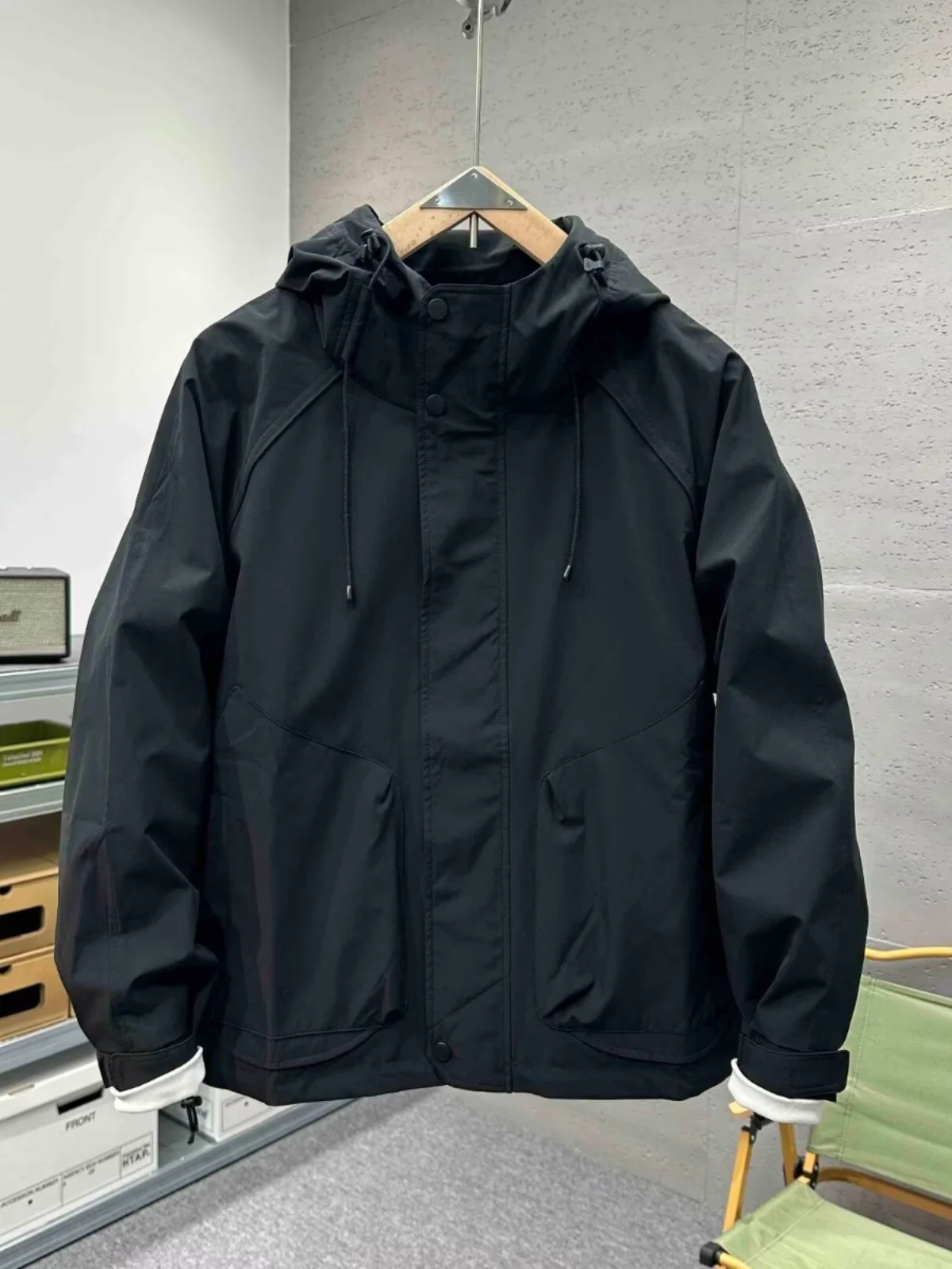 

Men's Casual Hooded Jaet Fall Winter Outdoor Windproof Fce Lined Versatile Workwear Coat Long Sve Zipper Closure