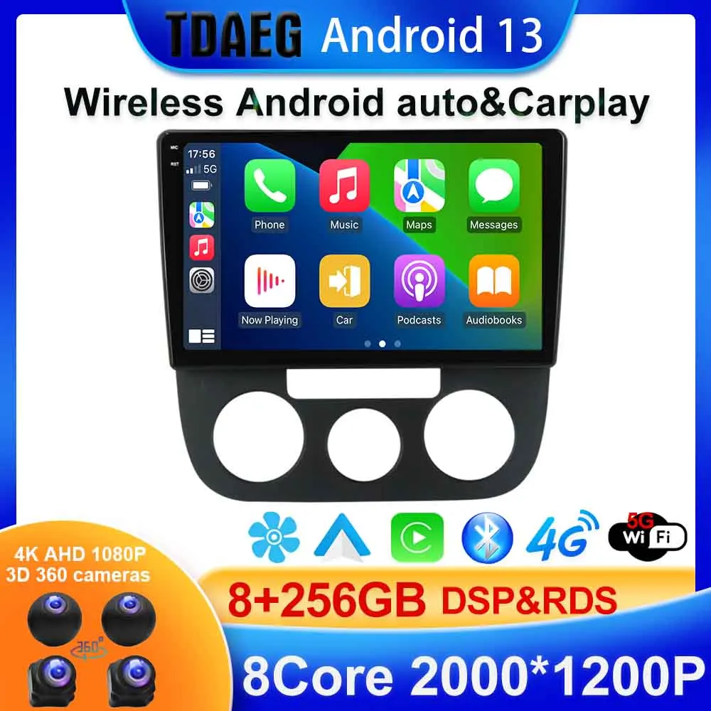 For Volkswagen Jetta 5 2005 - 2010 Car Radio Multimedia Video Player Navigation GPS Android 13 8+256G Wireless carplay auto