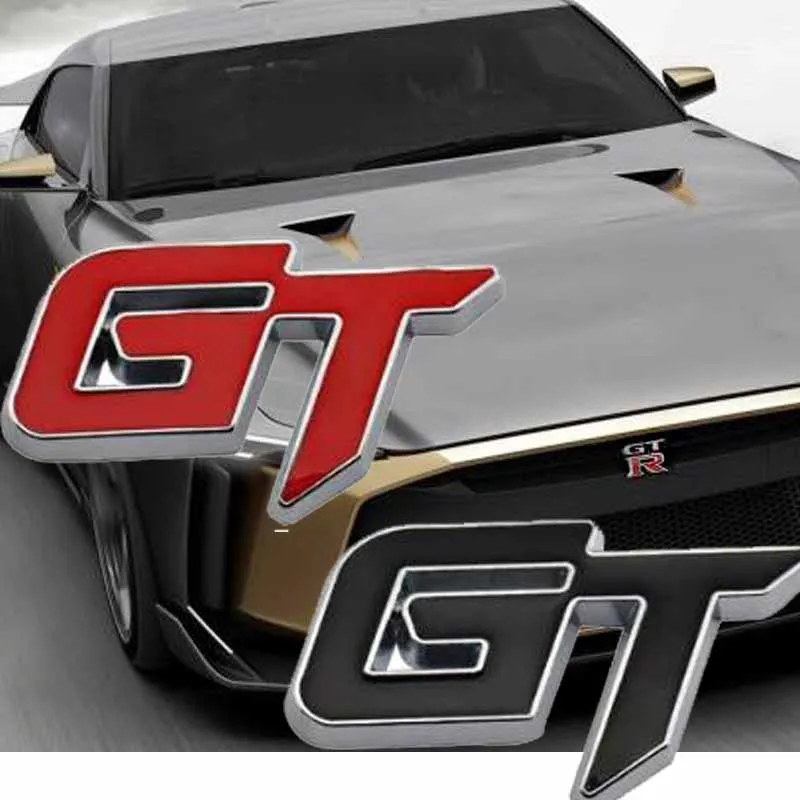 3D Metal GT Car Rear Trunk Emblem Sticker Decals Front Hood Grill Grand Tour for BMW X6 X5 Ford Mustang Focus Mk 1 2 3 7 Mondeo