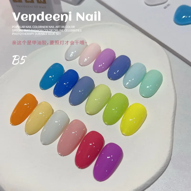 VENDEENI 18 colors Macaron Nail gel set Nail salon 2024 New Professional Hot sale Non-toxic UV gel Nail Art Kit Custom Wholesale