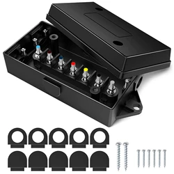 7 Way Electrical Trailer Wire Junction Box 7 Gang Trailer Wire Connection Box RV Light Cord Plug Wiring Block Holder Universal
