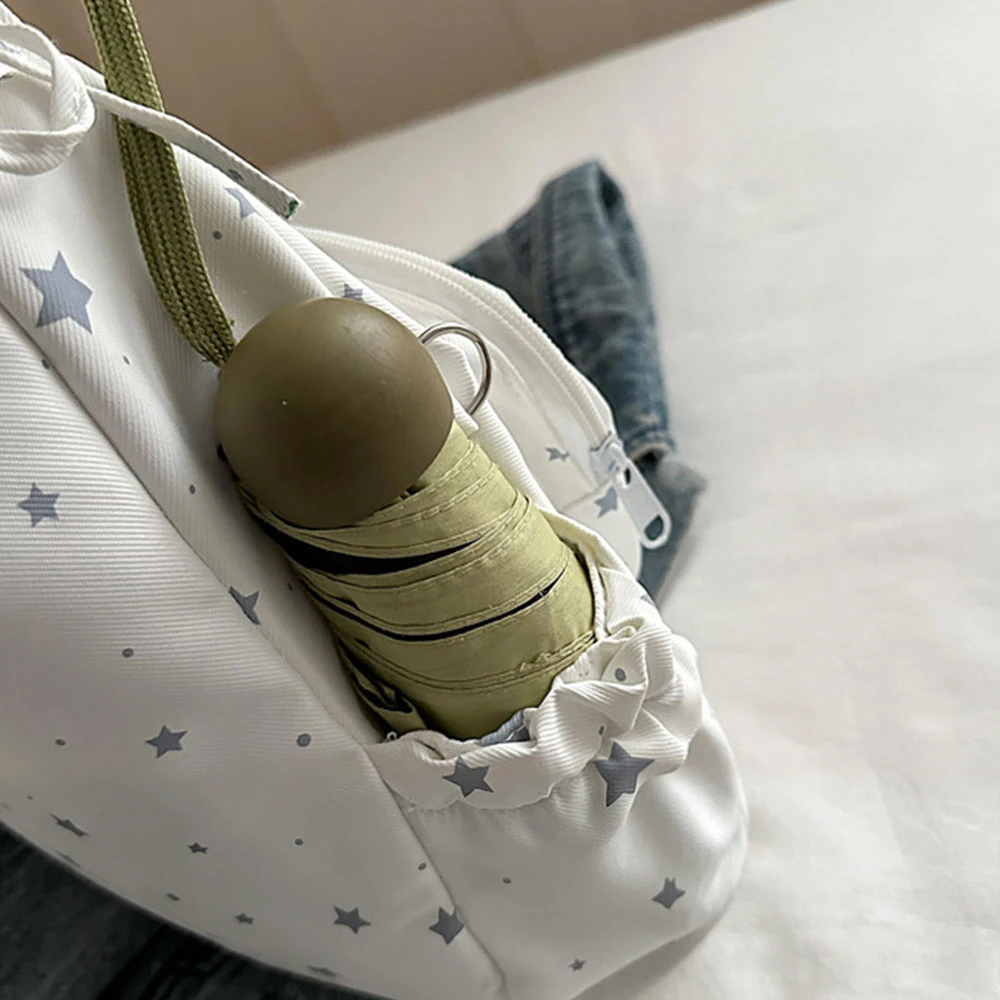 Star Print Itabag Transparent Window Hobo Bag Ruffle Pleated Shoulder Strap Purse Kpop Idol Photocard Display Bag Casual Bag